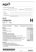 AQA GCSE Chemistry 8462 Paper 1 Higher Tier Exam Questions with Complete Solutions