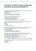 Urinalysis and Body Fluids Certification Questions & Answers(GRADED A)