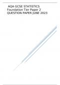 AQA GCSE STATISTICS Foundation Tier Paper 2 QUESTION PAPER JUNE 2023  