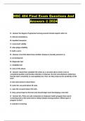 HSC 404 Final Exam Questions And Answers @ 2024