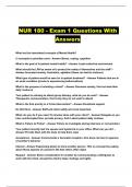 NUR 180 - Exam 1 Questions With Answers