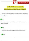 NASM Certified Nutrition Coach (CNC) Final Exam Study Guide Questions and Answers (2024 / 2025) (Verified Answers)