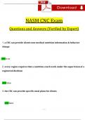NASM Certified Nutrition Coach (CNC) Exam Questions and Answers (2024 / 2025) (Verified Answers)