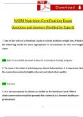 NASM Nutrition Certification Exam Questions and Answers (2024 / 2025) (Verified Answers)
