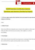NASM Nutrition Certification Exam Quizzes Questions and Answers (2024 / 2025) (Verified Answers)
