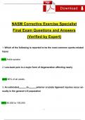 NASM Corrective Exercise Specialist (CES)Final Exam Questions and Answers (2024 / 2025) (Verified Answers) 