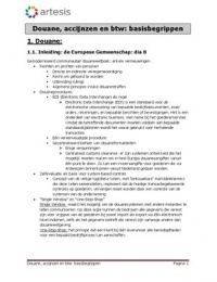 Samenvatting Douane, accijnzen & BTW