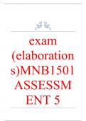 exam (elaborations) MNB1501 ASSESSMENT 5 SEMESTER 1 2024    Course •	Business Management IA - MNB1501 (MNB1501) •	 •	 •	Institution •	University Of South Africa (Unisa) •	Book •	INTRODUCTION TO BUSINESS MANAGEMENT 11E MNB1501 ASSESSMENT 5 SEMESTER 1 2024 