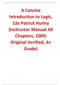 Instructor Manual for A Concise Introduction to Logic 12th Edition By Patrick Hurley (All Chapters, 100% Original Verified, A+ Grade)
