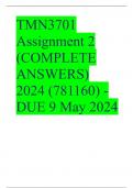 TMN3701 Assignment 2 (COMPLETE ANSWERS) 2024 (781160) - DUE 9 May 2024