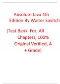 Test Bank For  Absolute Java 4th Edition Walter Savitch 