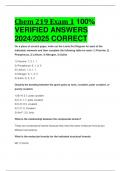 Chem 219 Exam 1 100%  VERIFIED ANSWERS  2024/2025 CORRECT