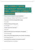 68W COMBAT MEDIC FIELDCRAFT MODULES I-III 100% VERIFIED CORRECT ANSWERS