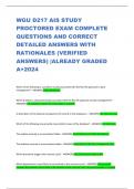 WGU D217 AIS STUDY PROCTORED EXAM COMPLETE  QUESTIONS AND CORRECT  DETAILED ANSWERS WITH  RATIONALES (VERIFIED  ANSWERS) |ALREADY GRADED  A+2024