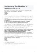 Environmental Considerations for Ammunition Personnel Exam Questions and Answers 2024( A+ GRADED 100% VERIFIED).