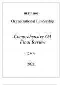 (WGU D258) HLTH 3100 ORGANIZATIONAL LEADERSHIP (WGU D258) HLTH 3100 ORGANIZATIONAL LEADERSHIP COMPREHENSIVE FINAL REVIEWCOMPREHENSIVE FINAL REVIEW