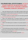 COLORADO REAL ESTATE EXAM #1 ACTUAL EXAM COMPLETE 120 QUESTIONS AND CORRECT ANSWERS 