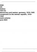  AQA as history 7041/2o democracy and Nazism: Germany, 1918 â€“1945 component 2o the Weimar Republic, 1918 â€“ 1933 mark scheme June 2023