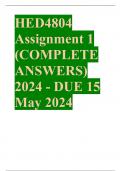 HED4804 Assignment 1 (COMPLETE ANSWERS) 2024 - DUE 15 May 2024