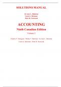 Solutions Manual With Test Bank for Accounting 9th Canadian Edition (Volume 2) Bsy Charle Horngren, Walter Harrison (All Chapters, 100% Original Verified, A+ Grade)