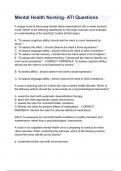 Mental Health Nursing- ATI Questions