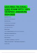 LSUS MHA 706 FINAL - LORD EXAM WITH 100%  VERIFIED ANSWERS  2024/2025