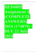 HED4805 Assignment 3 (COMPLETE ANSWERS) 2024 (174079) - DUE 22 July 2024