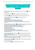 Connecticut Real Estate Unit 10 Real Estate License Law Questions and Answers