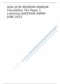 AQA GCSE MODERN HEBREW Foundation Tier Paper 1 Listening QUESTION PAPER JUNE 2023  