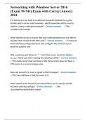 Networking with Windows Server 2016 (Exam 70-741) Exam with Correct Anwers 2024