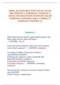 OSHA 30 CONSTRUCTION FINAL EXAM  2024 NEWEST 2 VERSIONS (VERSION A  AND B) 350 QUESTIONS WITH DETAILED  VERIFIED ANSWERS (100% CORRECT)  /ALREADY GRADED A+