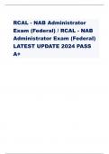 RCAL-NAB LATEST ACTUAL EXAM 2024-2025 WITH CORRECT  QUESTIONS AND VERIFIED ANSWERS|100% GUARANTEED TO  PASS!|ALREADY GRADED A+