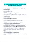 CT Real Estate Licensing Practice Exam Questions and Answers