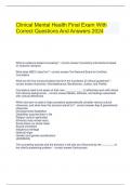   Clinical Mental Health Final Exam With Correct Questions And Answers 2024