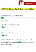 IVY TECH APHY 101 Exam Expected Questions and Answers (Verified by Expert)