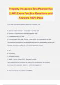 Property Insurance Test PearsonVue (LAW) Exam Practice Questions and Answers 100% Pass