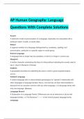 AP Human Geography: Language Questions With Complete Solutions