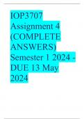 IOP3707 Assignment 4 (COMPLETE ANSWERS) Semester 1 2024 - DUE 13 May 2024