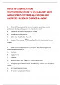 OSHA 30 CONSTRUCTION TEST/INTRODUCTION TO OSHA LATEST 2024 WITH EXPERT CERTIFIED QUESTIONS AND ANSWERS I ALREADY GRADED A+ NEW!