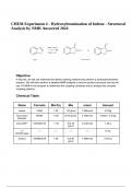 CHEM Experiment 4 - Hydroxybromination of Indene - Structural Analysis by NMR Answered 2024.