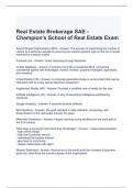 Real Estate Brokerage SAE - Champion's School of Real Estate Exam with Verified Answers