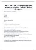 RUSS 280 Final Exam Questions with  Complete Solutions Updated Version  Graded A+