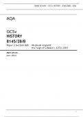 AQA  GCSE HISTORY 8145/2B/B Paper 2 Section B/B	Medieval England: the reign of Edward I, 1272–1307 Mark scheme June 2023