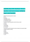 Aesthetics Exam ACE- Final Exam: Version 2 Questions And Correct Answers Verified by Expert Latest Questions