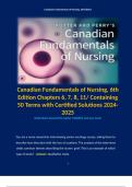 Canadian Fundamentals of Nursing, 6th Edition Chapters 6, 7, 8, 11/ Containing 50 Terms with Certified Solutions 2024-2025.
