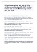 MVA driving school test unit 8, MVA driving school test unit 7, MVA driving school test unit 6, MVA driving Questions and Answers Scored A+