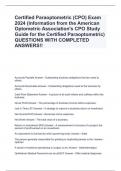 Certified Paraoptometric (CPO) Exam 2024 (Information from the American Optometric Association's CPO Study Guide for the Certified Paraoptometric) QUESTIONS WITH COMPLETED ANSWERS!!