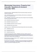 Mississippi Insurance- Property And Casualty  Questions & Answers Accurate 100%Mississippi Insurance- Property And Casualty  Questions & Answers Accurate 100%