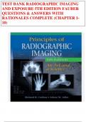 TEST BANK RADIOGRAPHIC IMAGING AND EXPOSURE 5TH EDITION FAUBER  QUESTIONS & ANSWERS WITH RATIONALES COMPLETE (CHAPTER 1- 10)