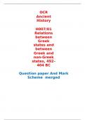 OCR  Ancient History  H007/01 Relations between Greek states and between Greek and non-Greek states, 492–404 BC  Question paper And Mark Scheme  merged 